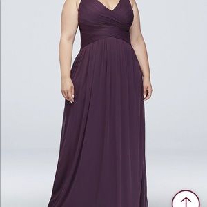 Mesh Long Bridesmaid Dress with Crisscross Back